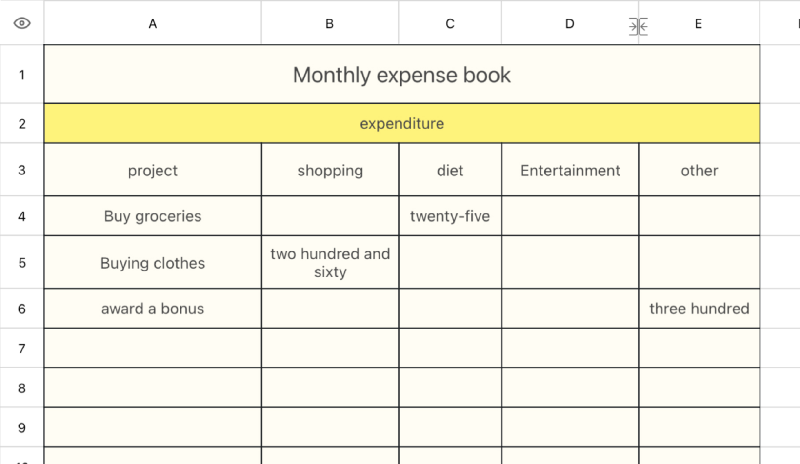 Monthly expense book 1